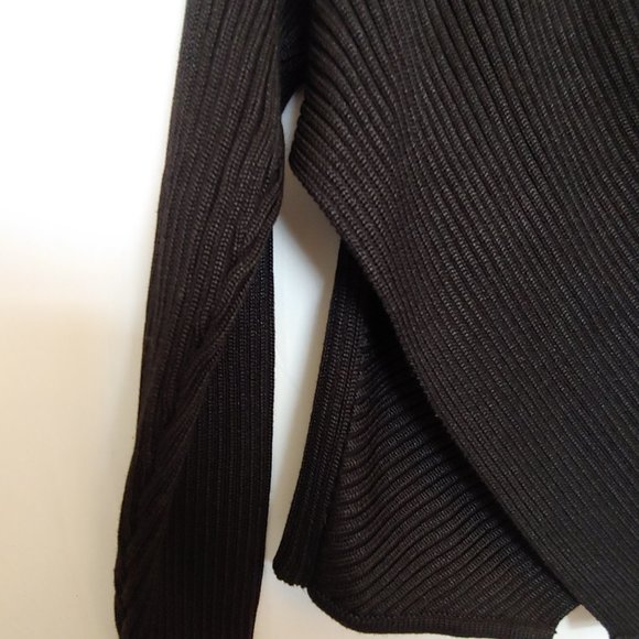 Fay's at Mira sophisticate black wrap thick rib knit long sleeve sweater size XL - Picture 7 of 12